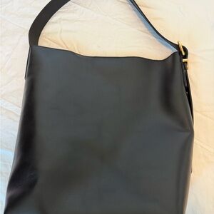 Madewell Black Leather Tote Bag